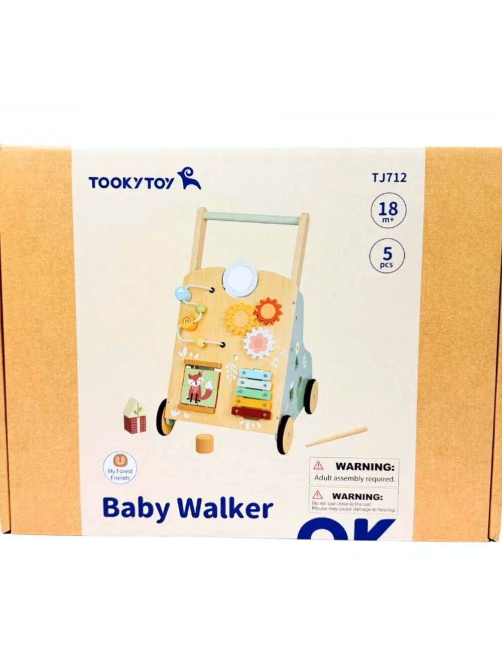 Wooden Baby Walker for Toddlers, Montessori 6-in-1 Activity Learning Toy - Picture 8 of 16